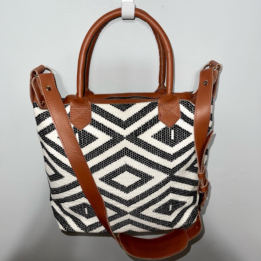 LIMITED EDITION Black & White Boho Satchel Bag – by Rachel Zoe + Tribe Alive